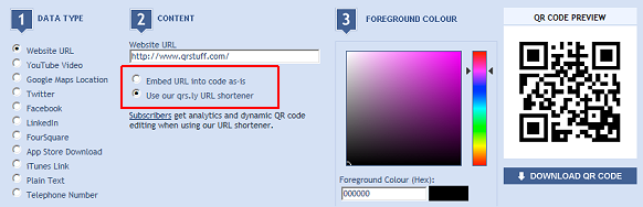 With QRStuff you can make static QR codes or dynamic QR codes - your choice