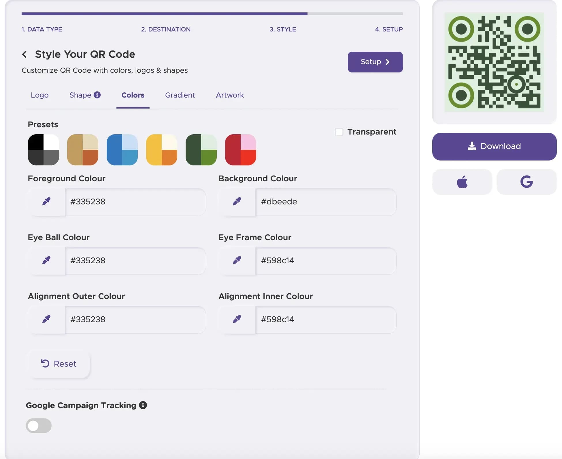 Étape 2: Sélectionnez le bon type de QR code