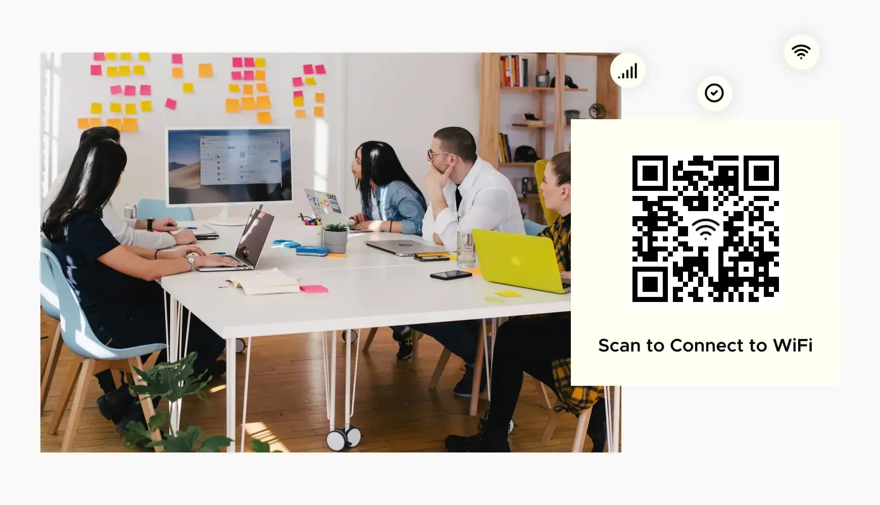 Guest WiFi QR code in an office or coworking space