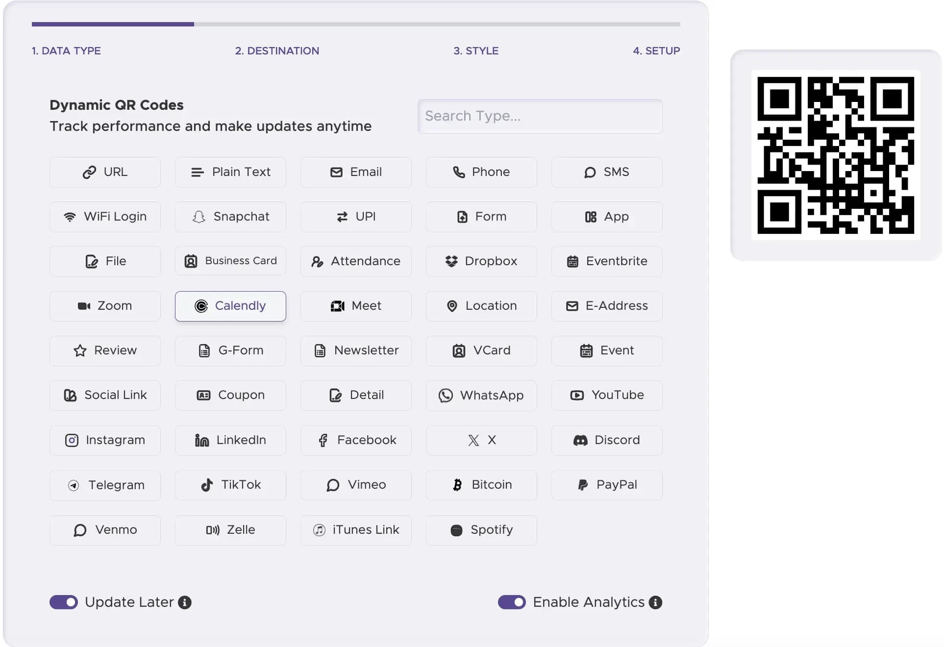 Étape 1 : Sélectionnez le bon type de code QR