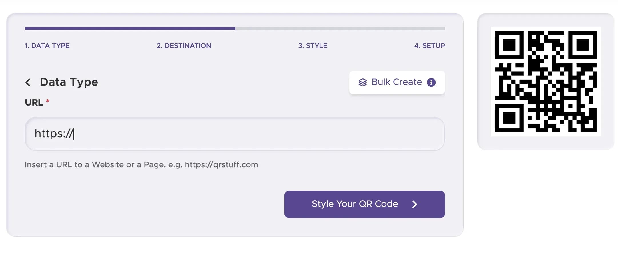 Collez l'URL dans QRStuff