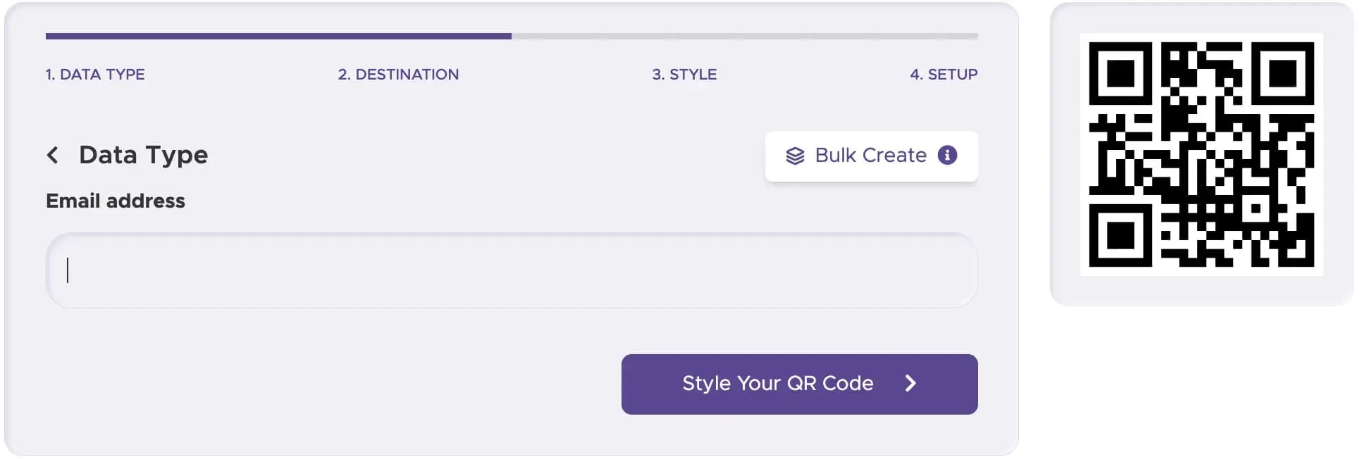 Enter email recipient, subject, and body in QRStuff generator