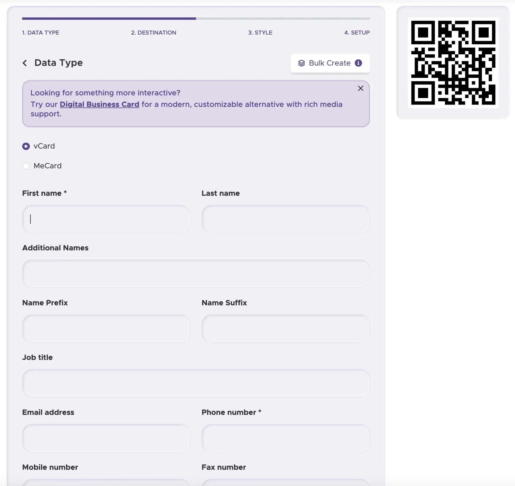 Étape 1 : Sélectionnez le bon type de code QR