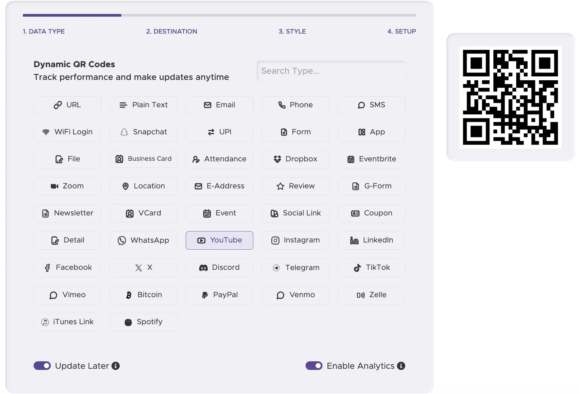 Paste YouTube URL in QRStuff generator